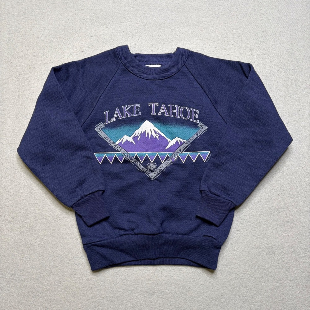 Alore Sweatshirt Kids 2-4 Navy Lake Tahoe Vintage Mountain‎ Graphic Raglan